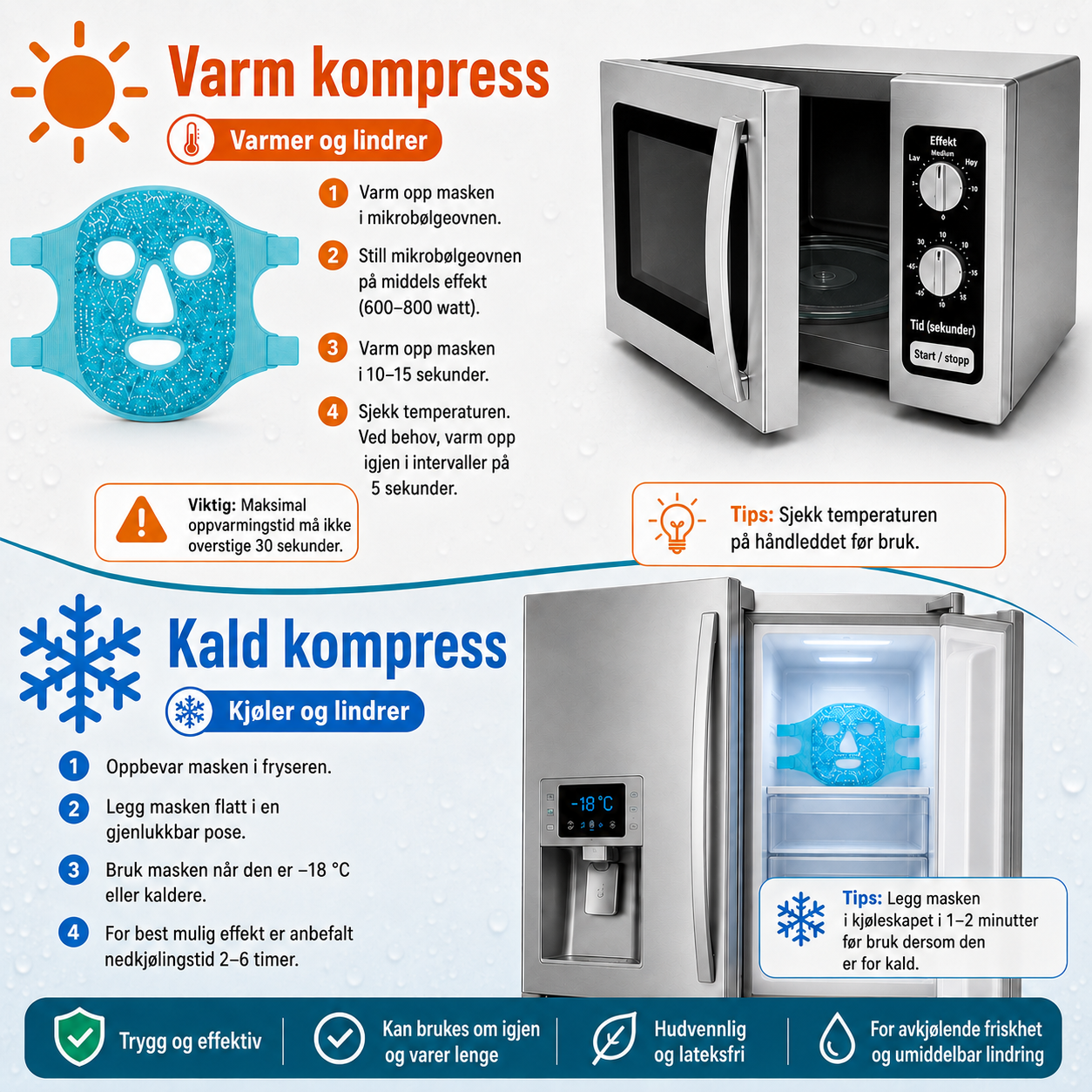 Gelmaske for ansikt – Varm og kald bruk